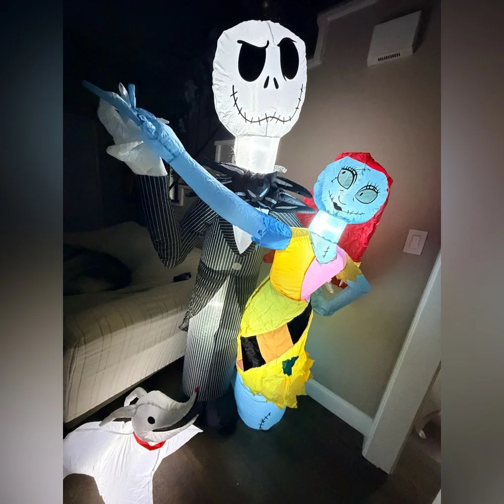 6ft Jack Skellington and Sally with Zero inflatable Decoration